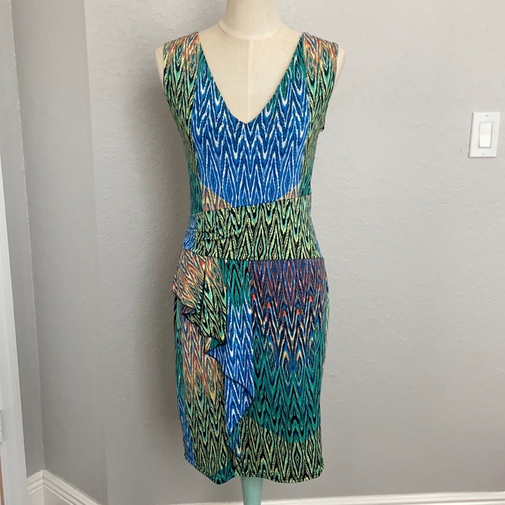Knit patchwork printed dress